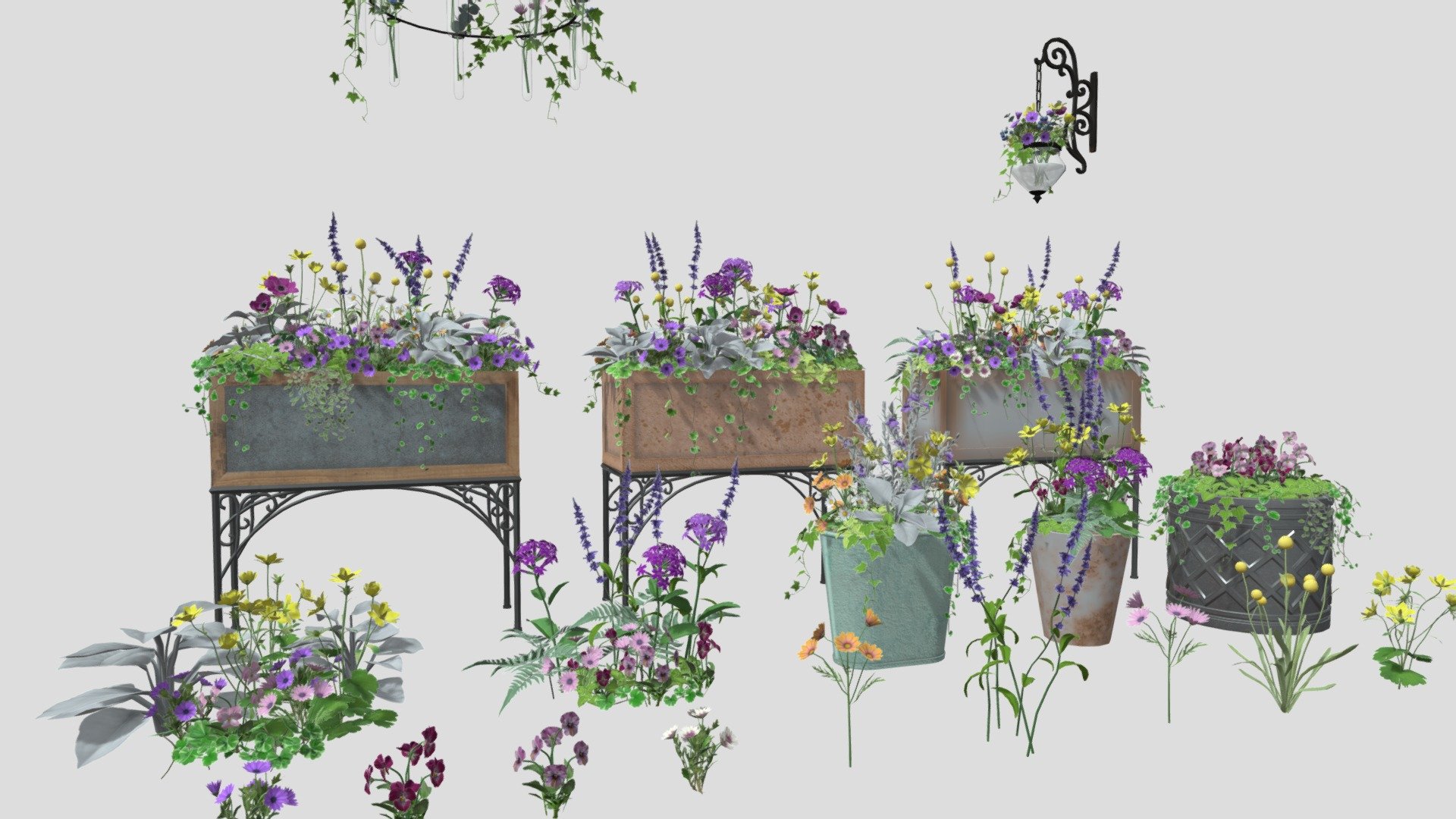 Pastel Flowers Pack — Sketchfab embed 3D viewer