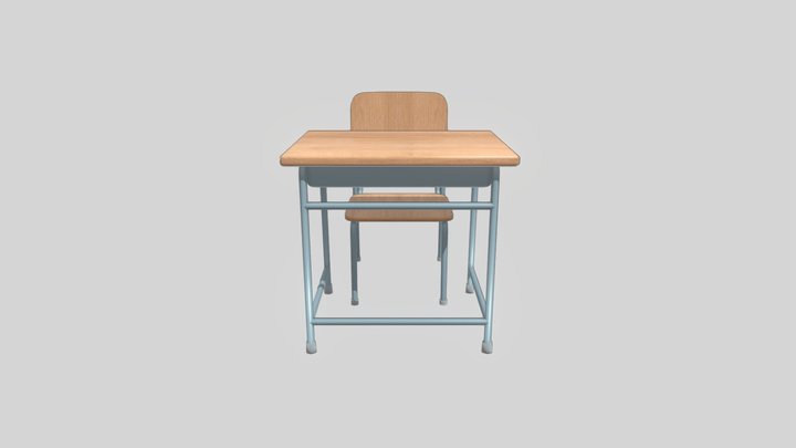 Anime School Chair 3D Model
