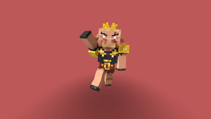 King of the Piglins - Minecraft style Boss 3D Model
