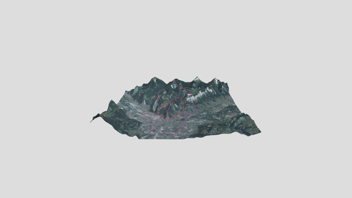 Carte 3D Contours 3D Model