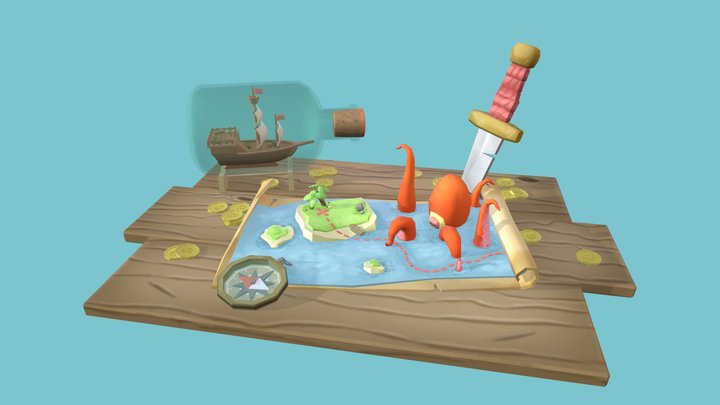 Simple Treasure Map - Mapa do Tesouro Simples free 3D model