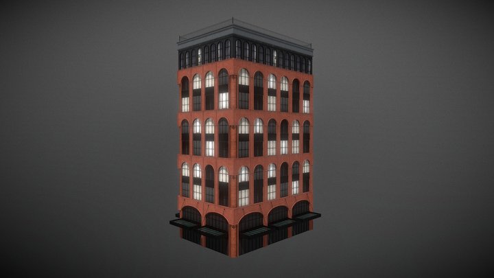 Realistic Tiling Apartment Building low-poly 3D Model