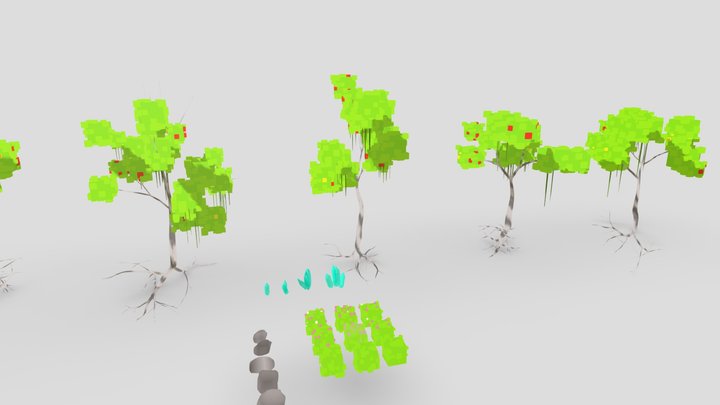 Stylized nature asset pack Low-poly 3D model 3D Model