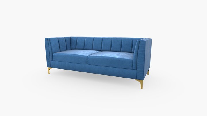 Sofa 3 Puestos Irlanda T. Fantasy Azul Zafiro 3D Model