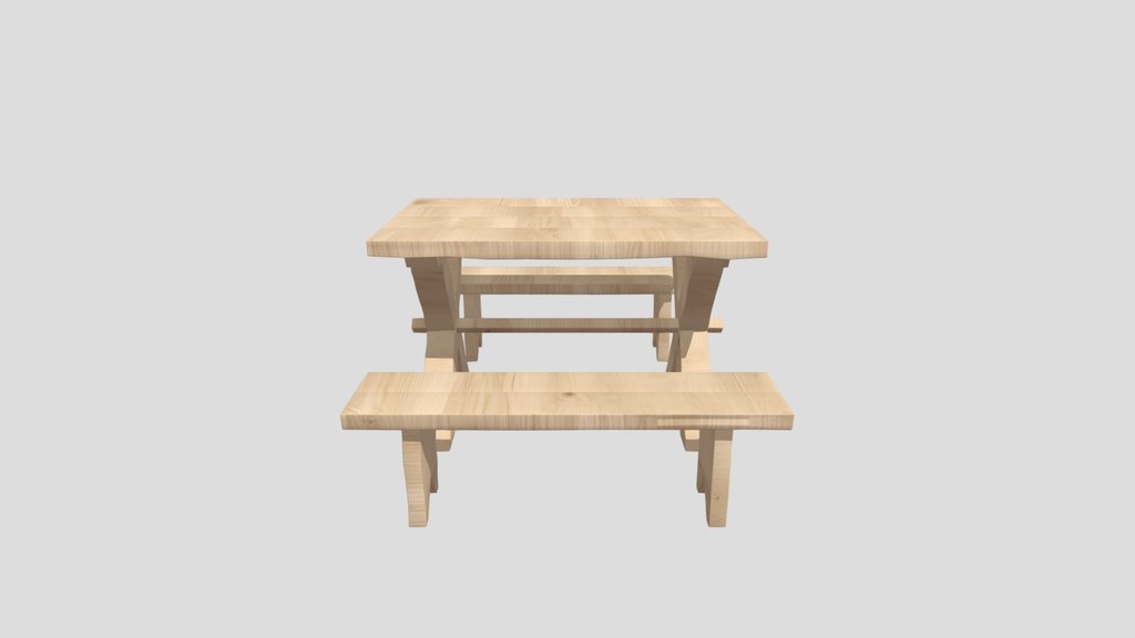 Wood Table With Benches