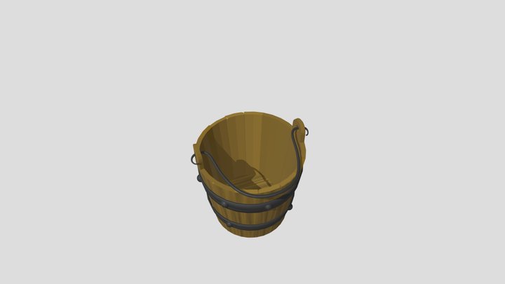 Wooden Bucket Medieval 3D Model