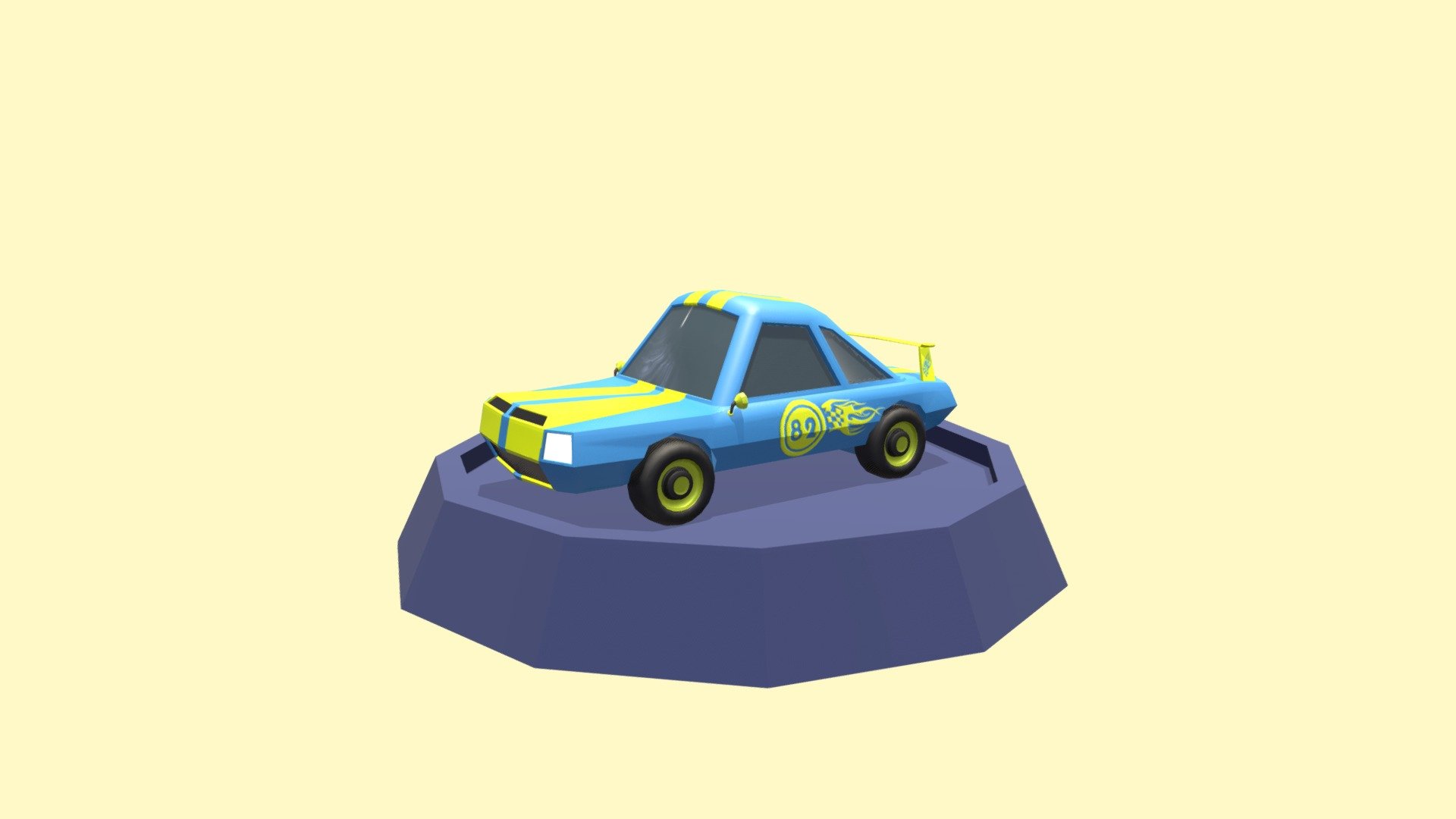 Retro race car Low Poly Game Car Model Download Free 3D model by