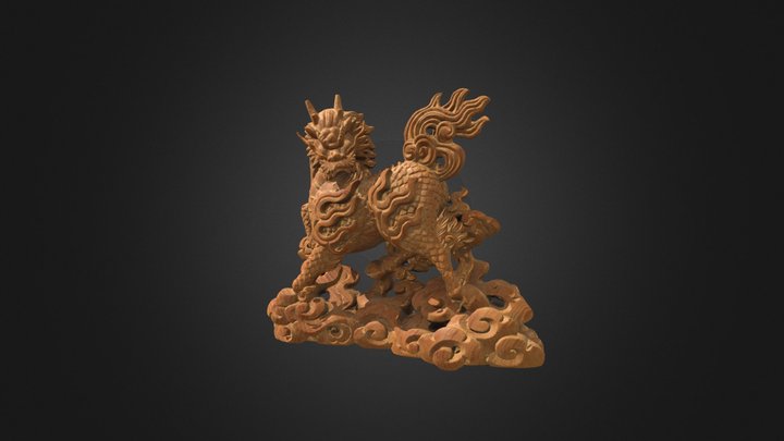 麒麟（木彫りの置物） 3D Model