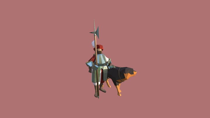 Guard with dog 3D Model