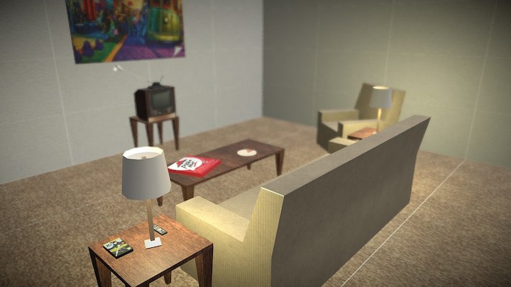 Low-poly Room & Props 3D Model