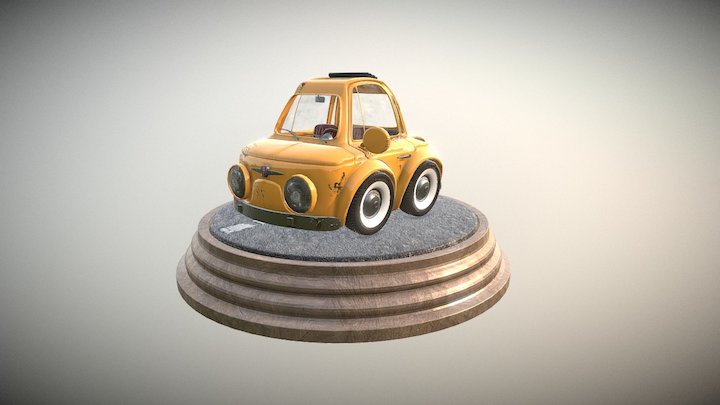 Toon rusty FIAT 500 3D Model