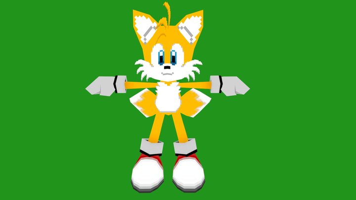 ( Low poly sonic the hedgehog) tails 3D Model