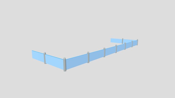 Glassed Balcony Fence 3D Model