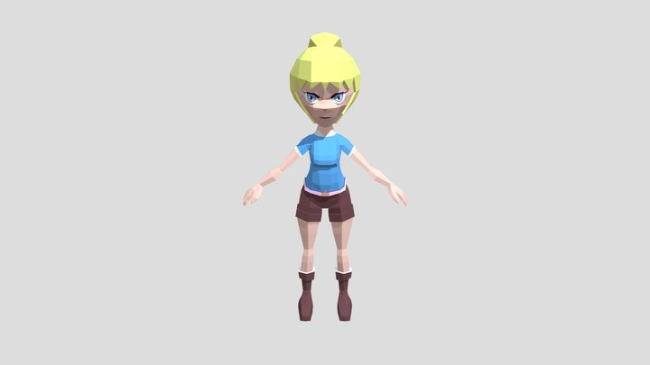 Low Poly Anime Girl 3D Model