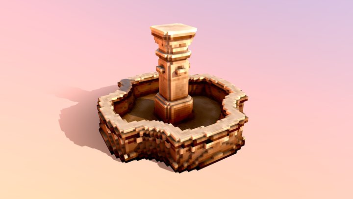 Voxel Fountain 3D Model