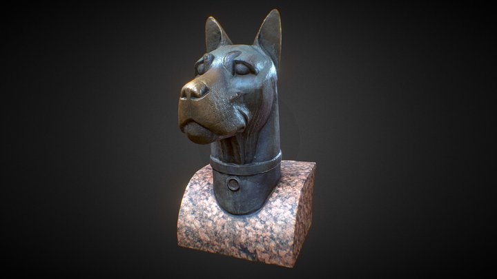 Statue of a dog head 3D Model