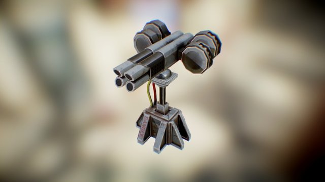 Low Poly Mega Nade Turret 3D Model