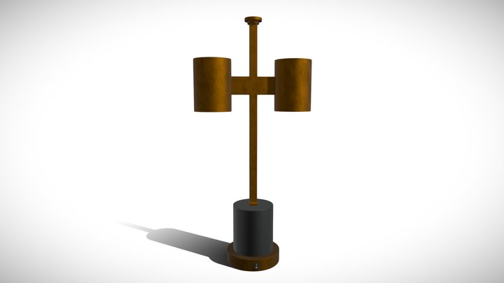 Low-Poly Bronze Table Lamp 3D Model