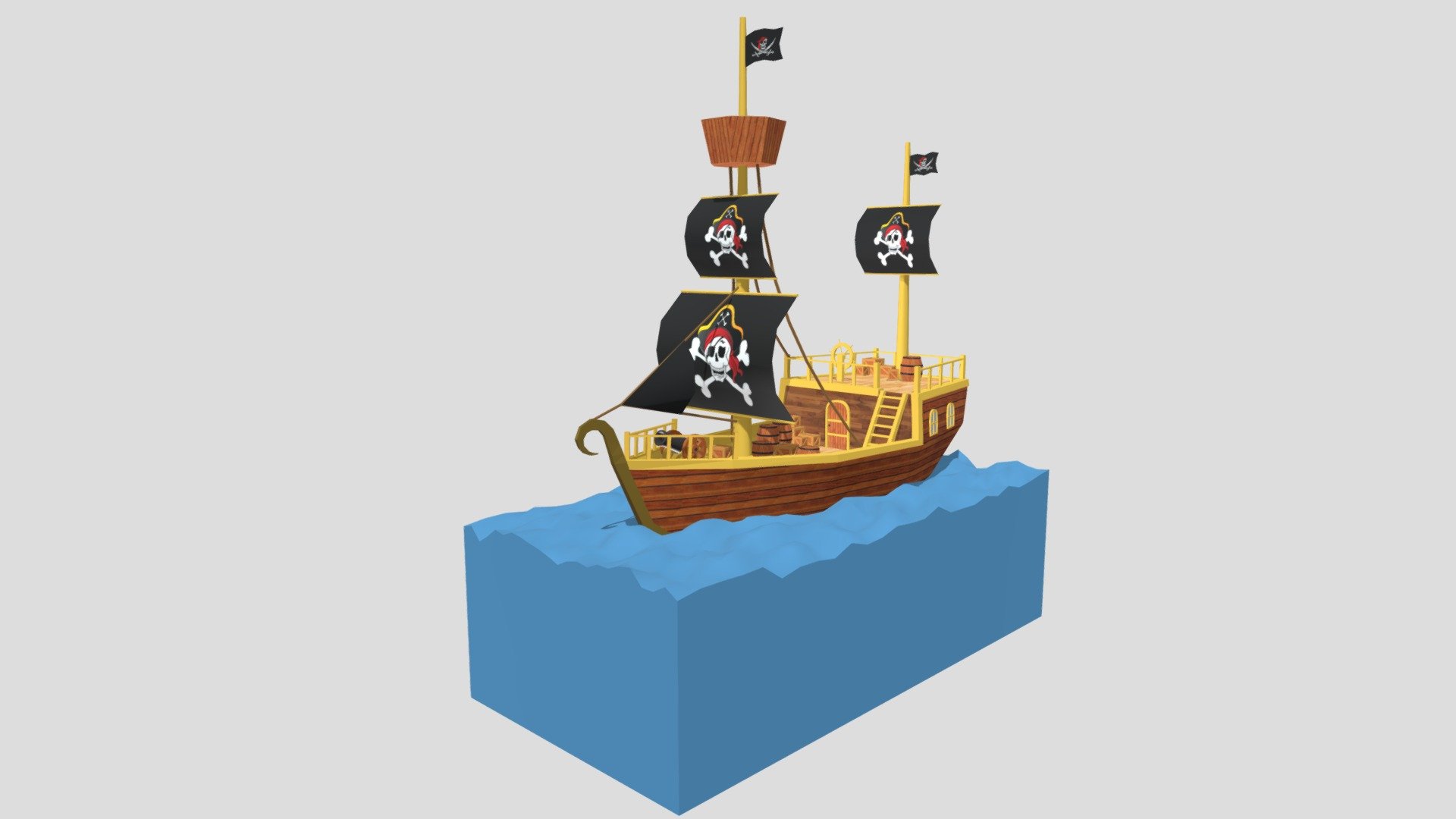 Pirate Ship on Ocean