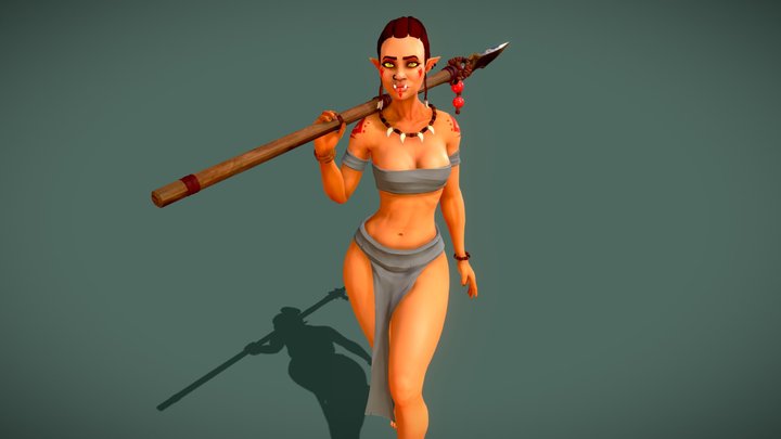 Orc Female Walk 3D Model