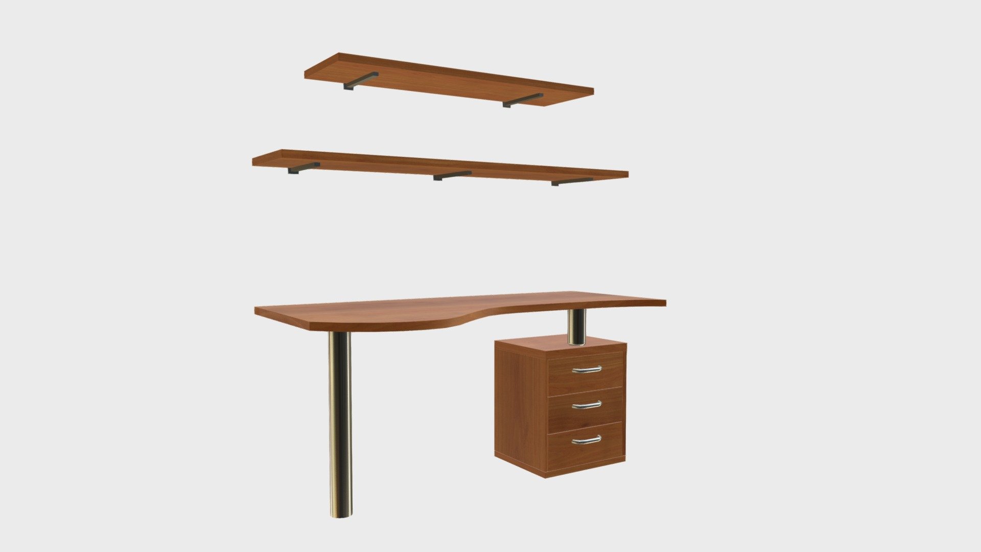 Desk with drawers and shelves