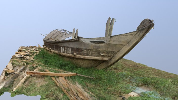 Old Bamboo Boat at Kim Bong Carpentry Village 3D Model