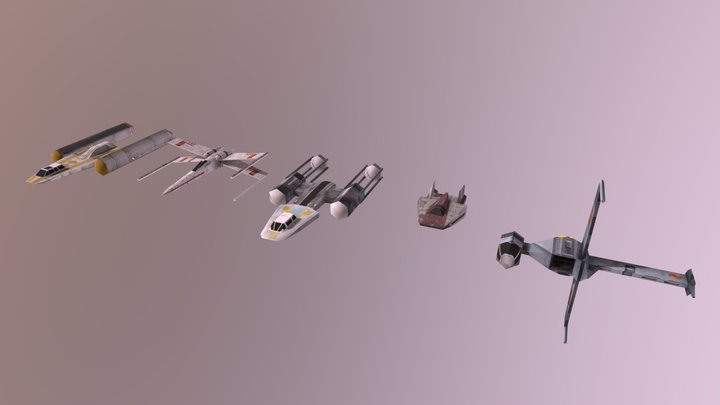 Rebel Ships Low Poly 3D Model
