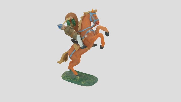 Knight on horseback with shield and club 3D Model