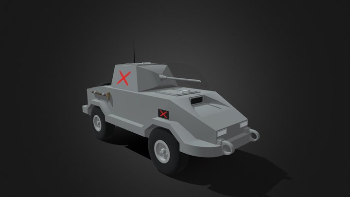 Red X Armored Car 1 3D Model