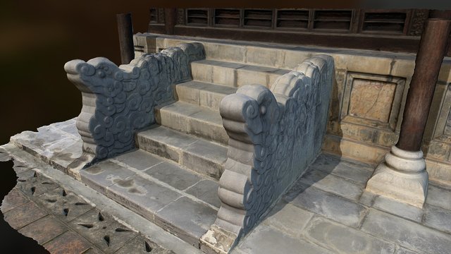 Stone dragon banister 3D Model