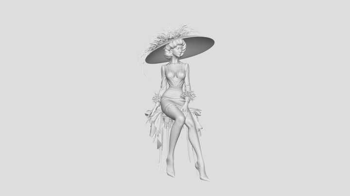 Crimson-Black Velvet Elegance 3D Model