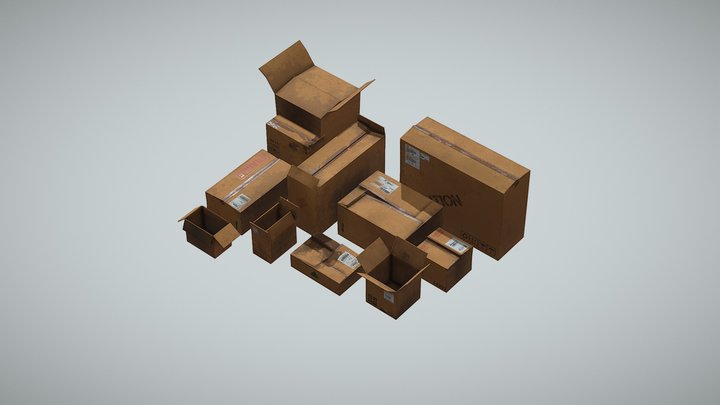 Cardboard Boxes Pack 3D Model