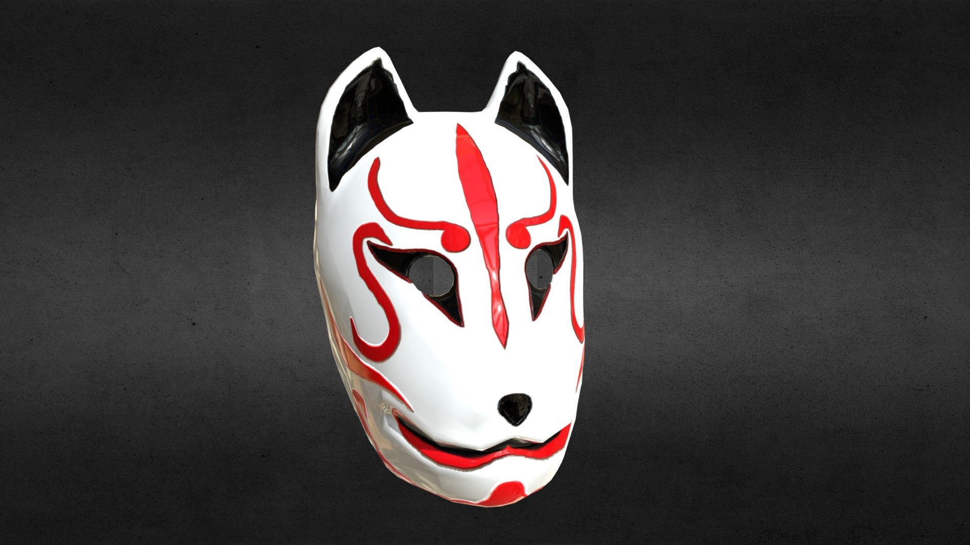 Japanese Kitsune Fox Mask - 3D model by diegosimao (@diegobsimao ...