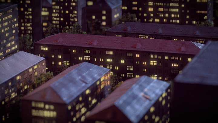 Post soviet lowpoly buildings 3D Model