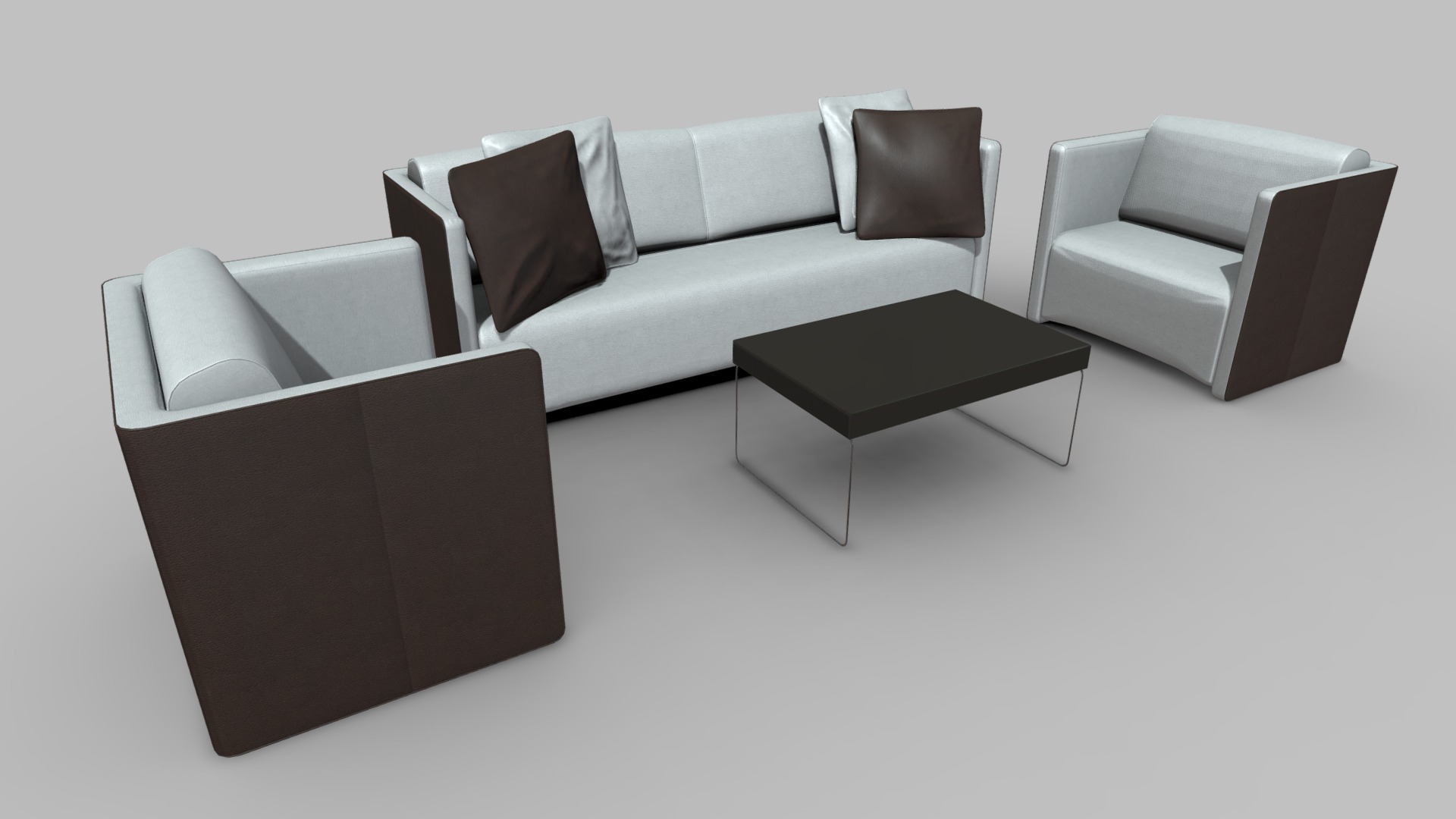 3D model Living Room Set (LP) - This is a 3D model of the Living Room Set (LP). The 3D model is about a group of couches.