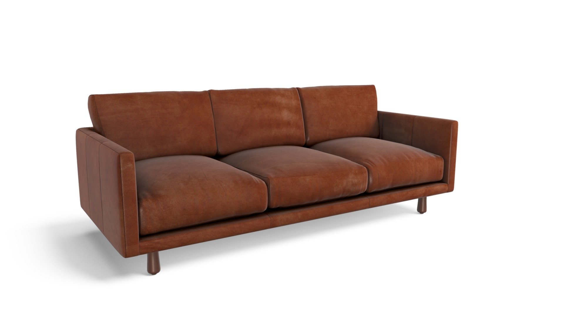 Carey 3 Seater Sofa, Saddle Tan Premium Leather — Sketchfab embed 3D viewer