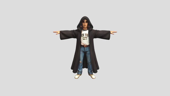 Person in long black coat 3D Model
