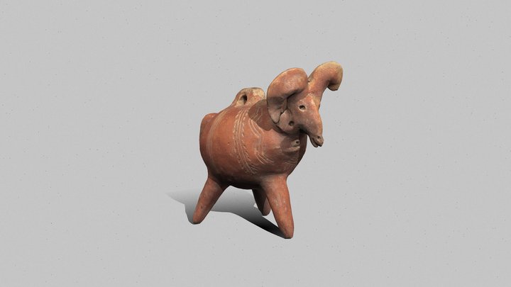 Zoomorphic vase of ram, Red Polished Ware 3D Model
