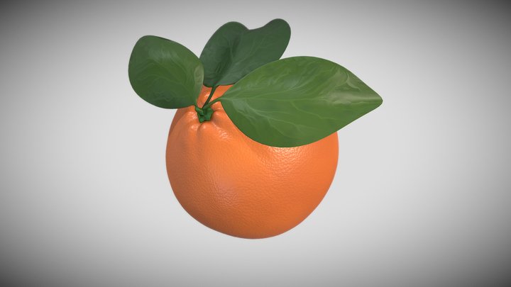 Orange with leafs 3D Model