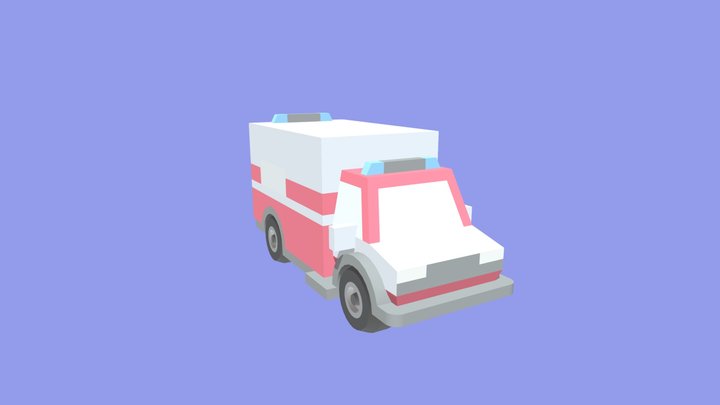 Low Poly ambulance car 3D Model