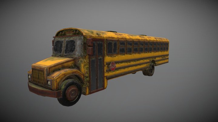 Old American School Bus 3D Model