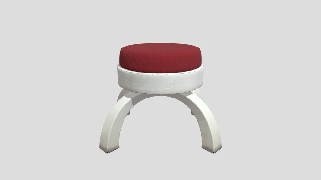 White Painted Wood Stool