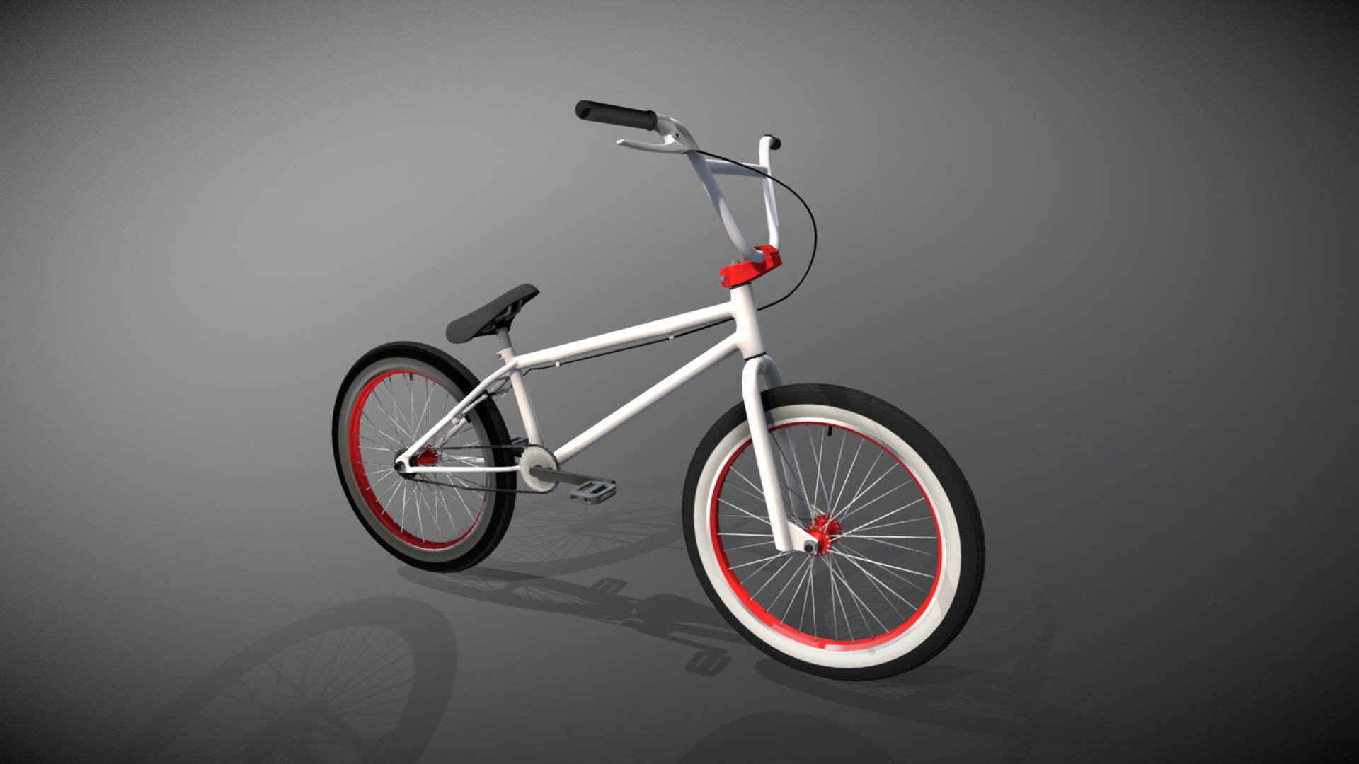 3D model BMX High Poly - This is a 3D model of the BMX High Poly. The 3D model is about a white and red bicycle.
