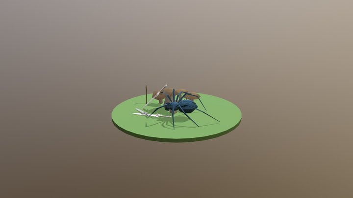Lowpoly Spider and Sword 3D Model