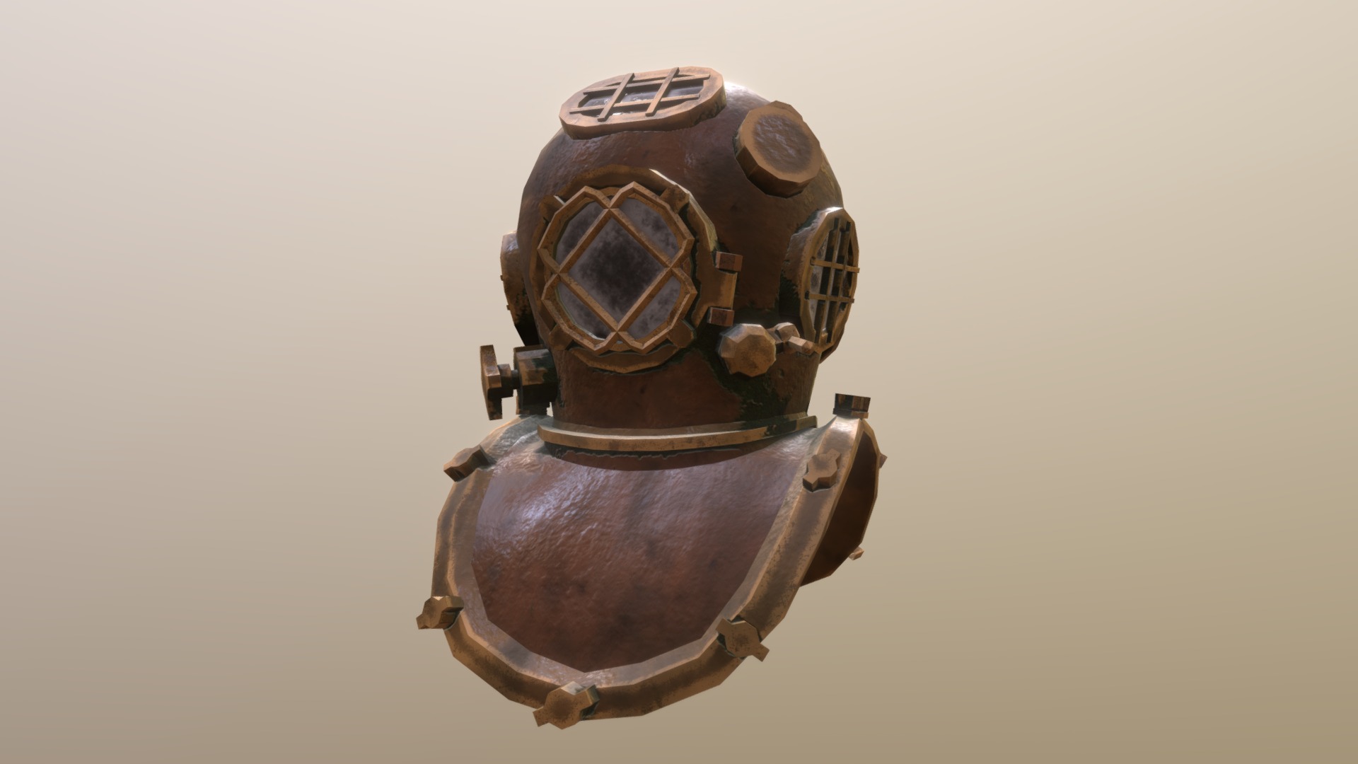 3D model u.s. navy diving helmet mark v - This is a 3D model of the u.s. navy diving helmet mark v. The 3D model is about a metal robot with a helmet.