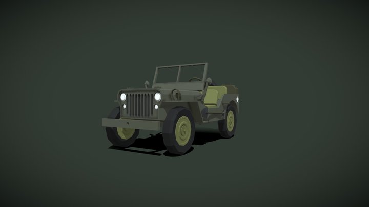 Willys MB Jeep Low Poly 3D Model