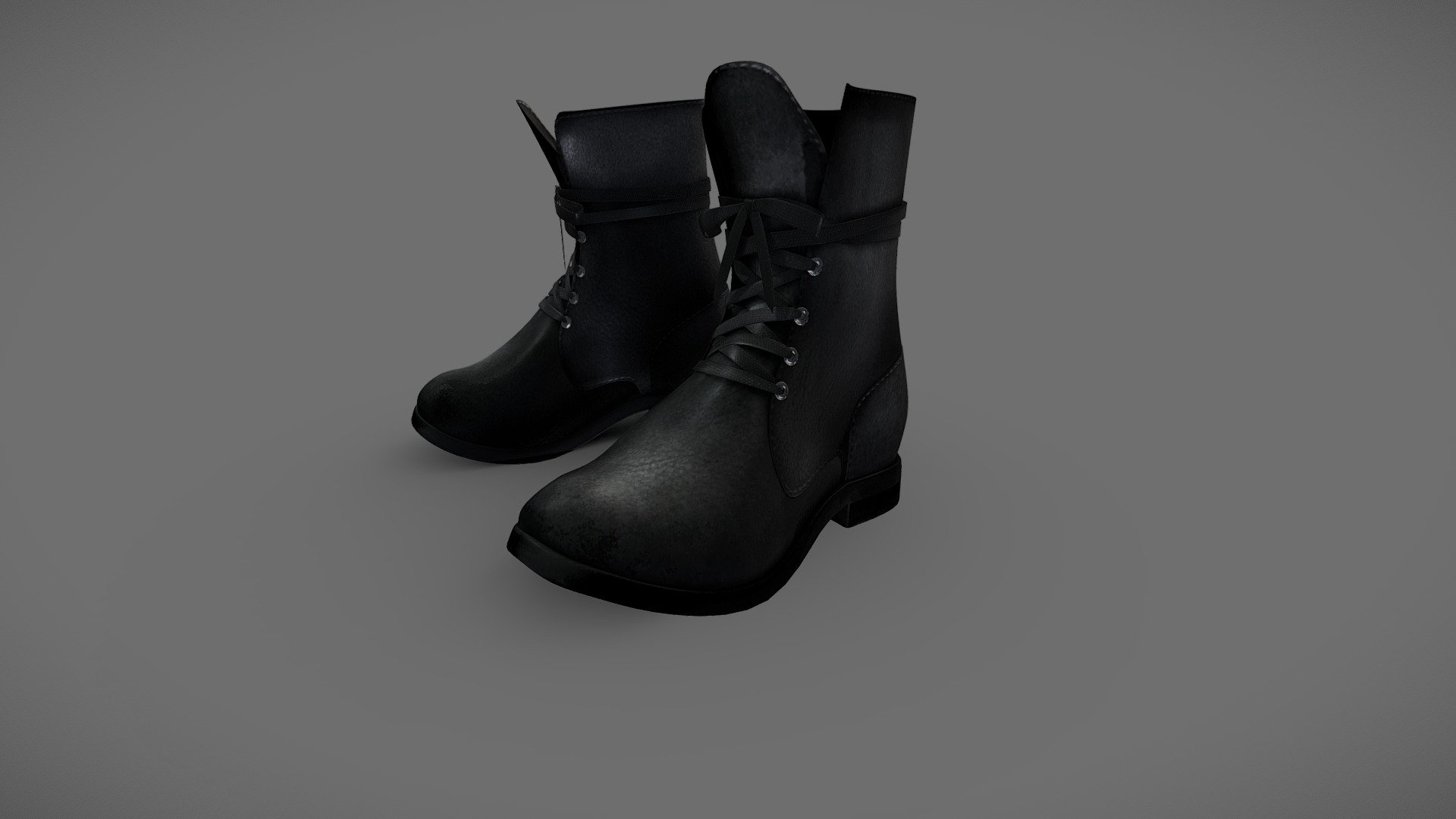 Men's Casual Black Leather Combat Boots - Buy Royalty Free 3D model by ...