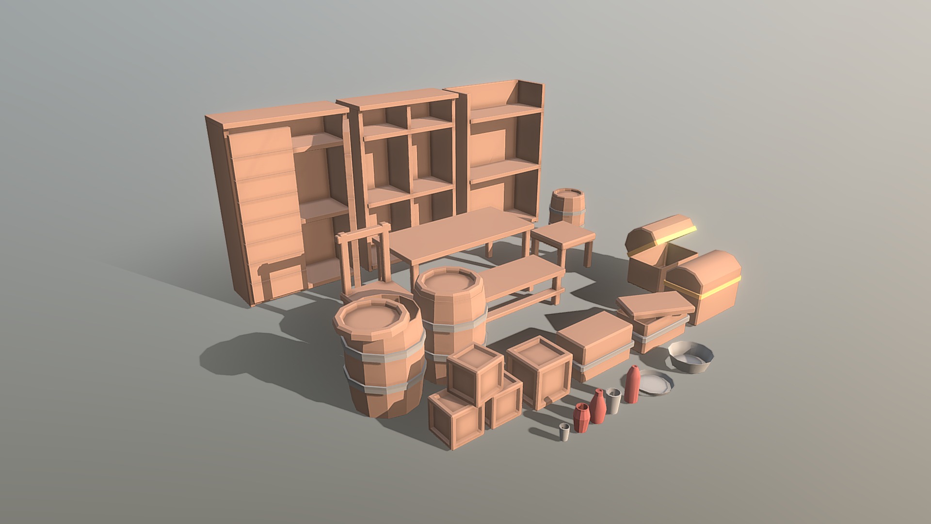 3D model Fantasy Dungeon Assets Pack - This is a 3D model of the Fantasy Dungeon Assets Pack. The 3D model is about a group of boxes stacked on top of each other.