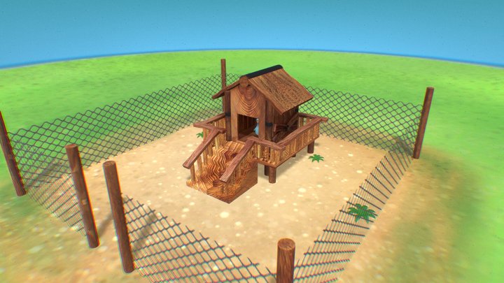 chicken coop and hen 3D Model
