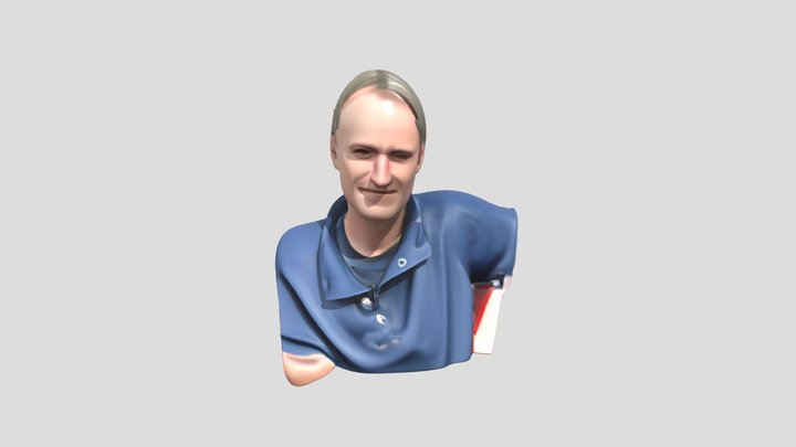 smiling person in a blue shirt 3D Model